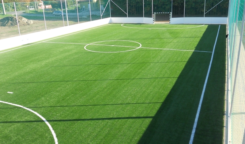 Artificial grass football field