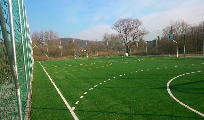 Artificial grass football field