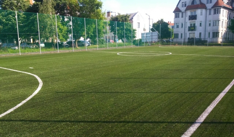 Artificial grass football field